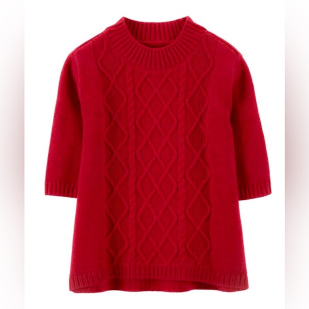 Brand New Baby Girl Red Cable Knit Sweater Dress, Size 12 Months, NWT